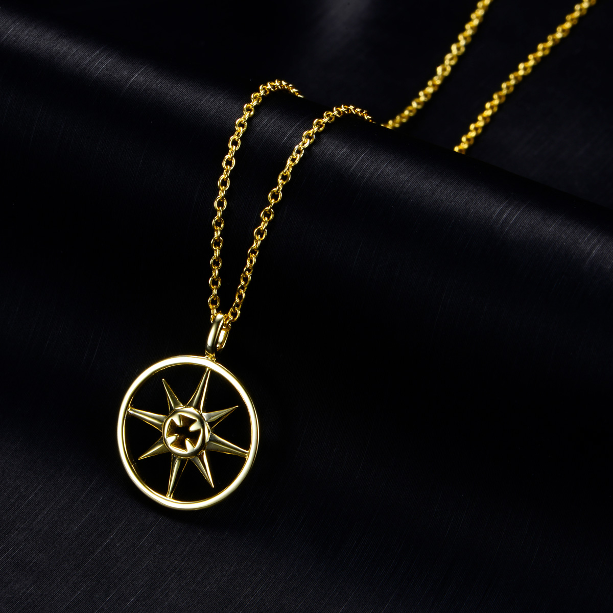 compass rose cross pendant necklace