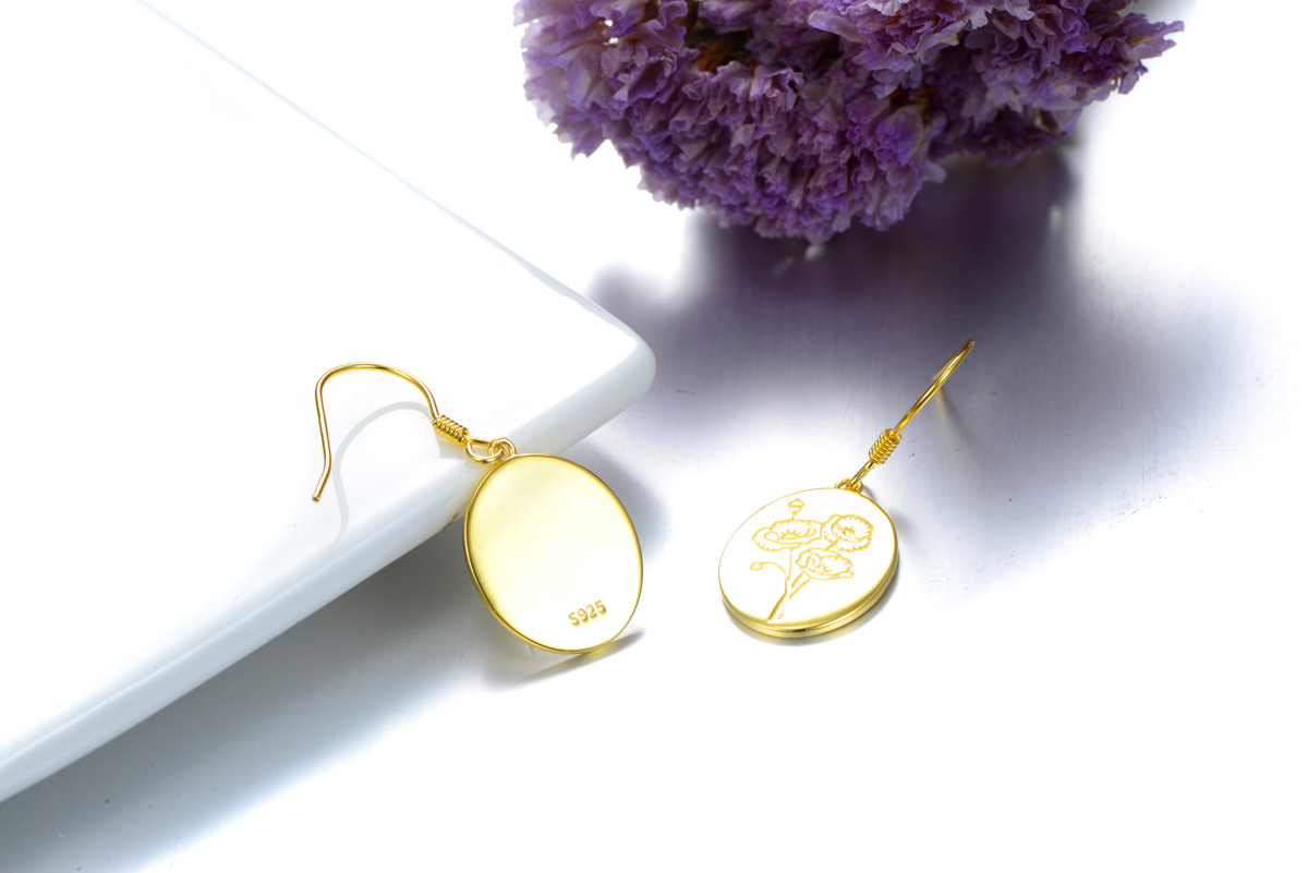 graven flower hook earrings