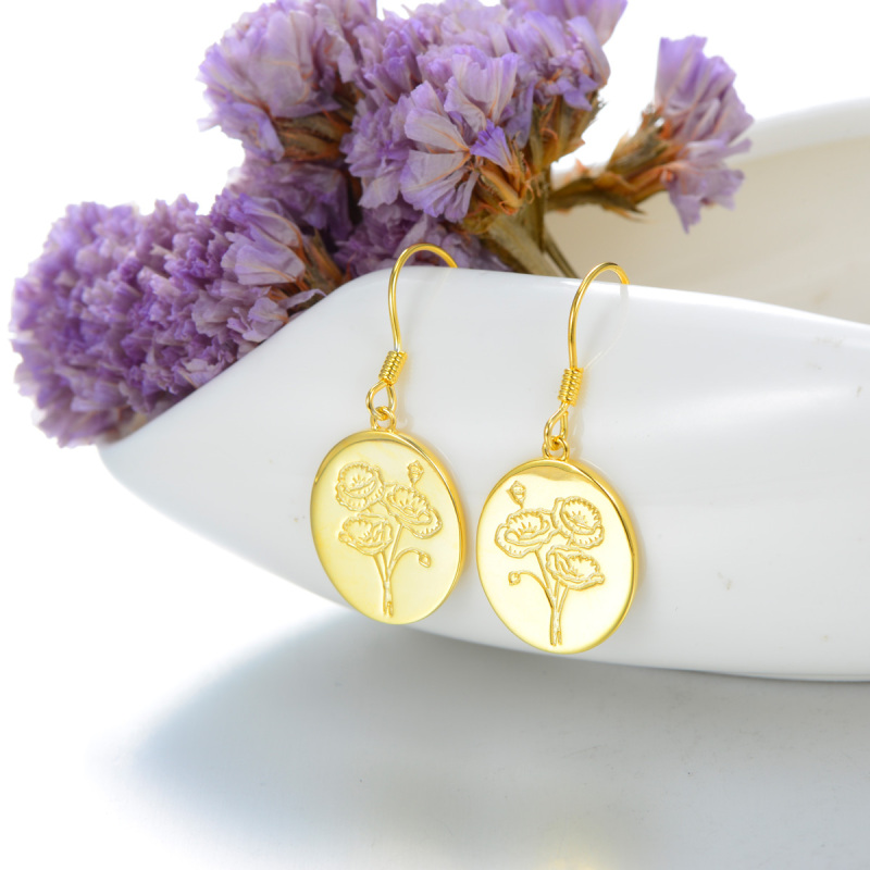 graven flower hook earrings