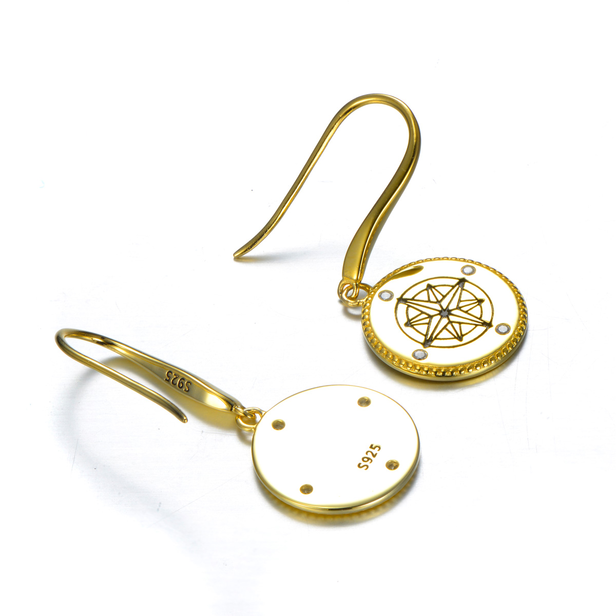 compass rose hook earrings