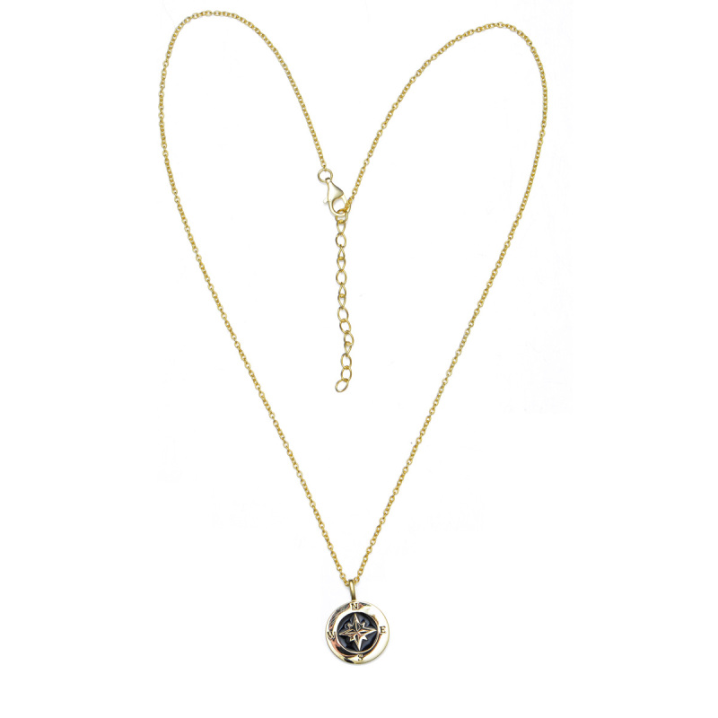 compass rose enamel pendant necklace