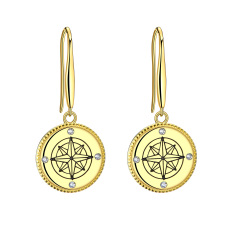 compass rose hook earrings