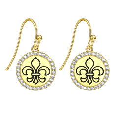 greenish lily flower hook earrings