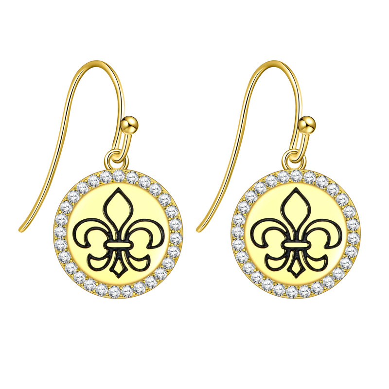 greenish lily flower hook earrings