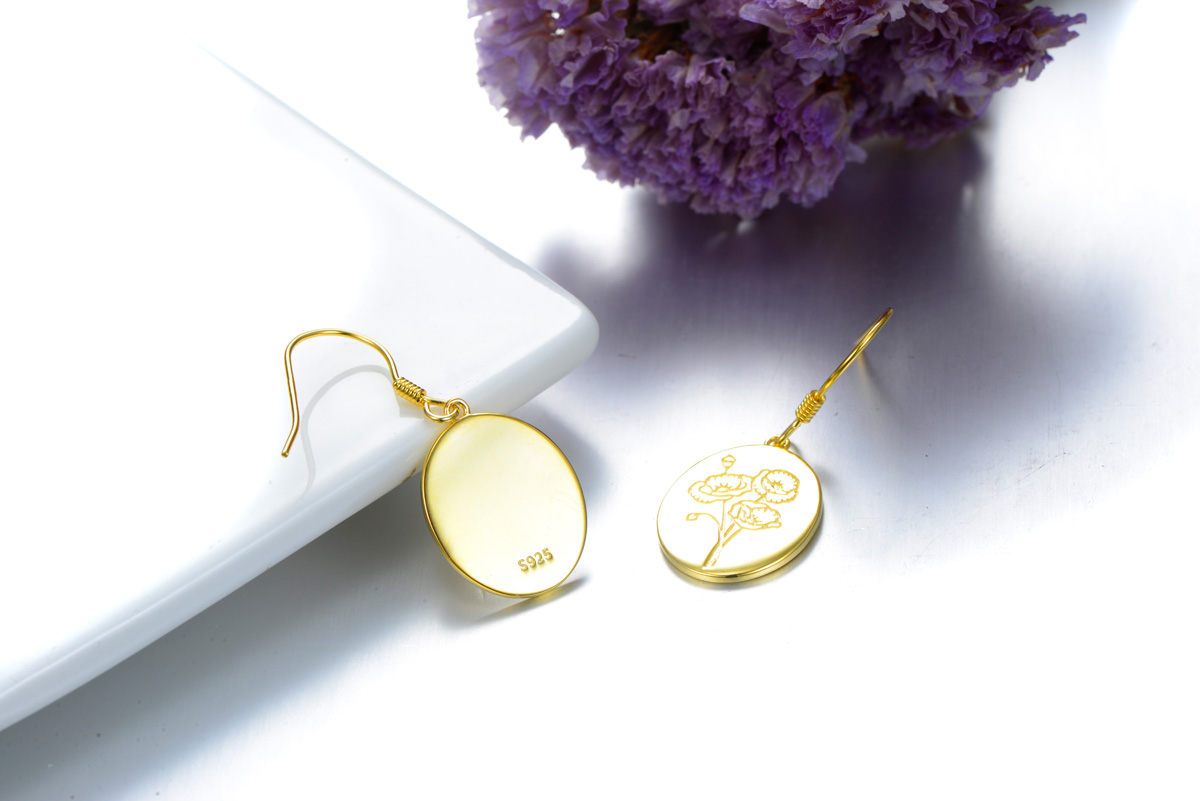 graven flower hook earrings