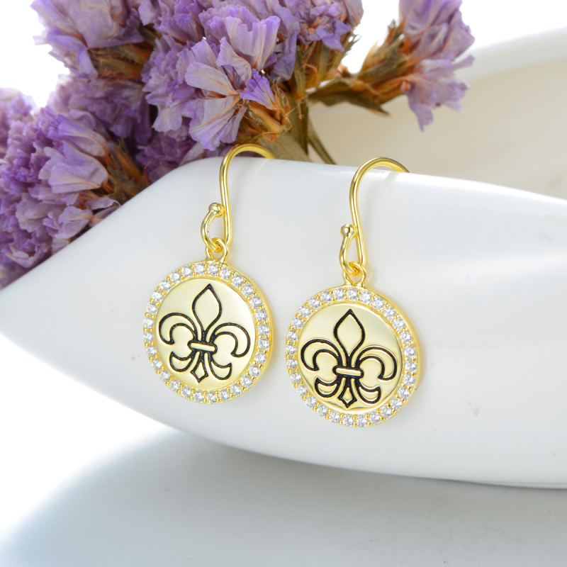 greenish lily flower hook earrings