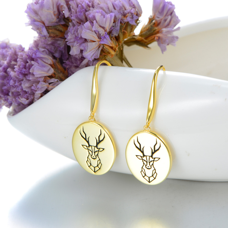 carved deer head hood earrings