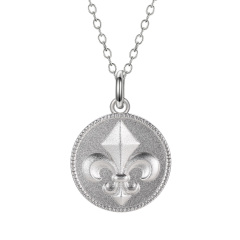 greenish lily flower coin pendant necklace