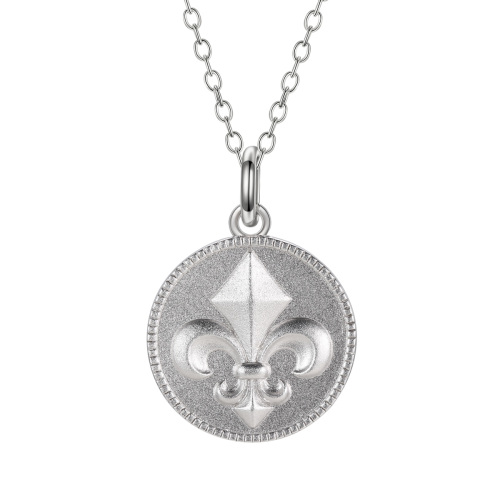 greenish lily flower coin pendant necklace