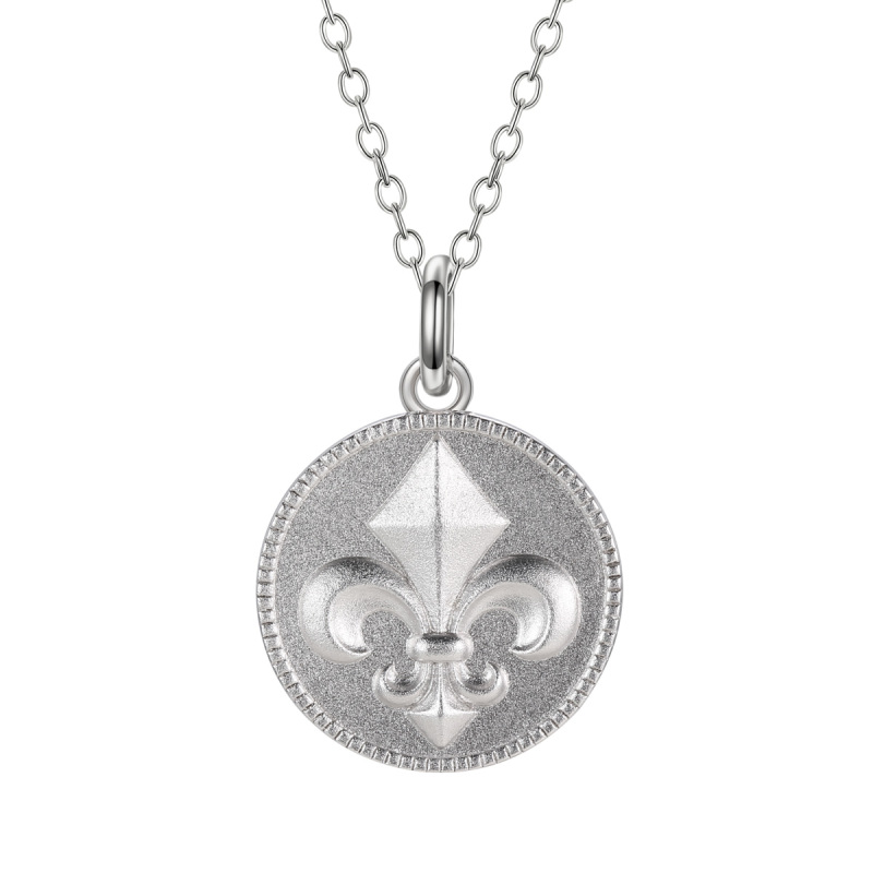greenish lily flower coin pendant necklace