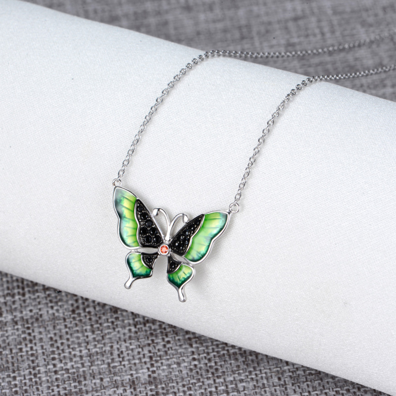 colorful enamel butterfly necklace