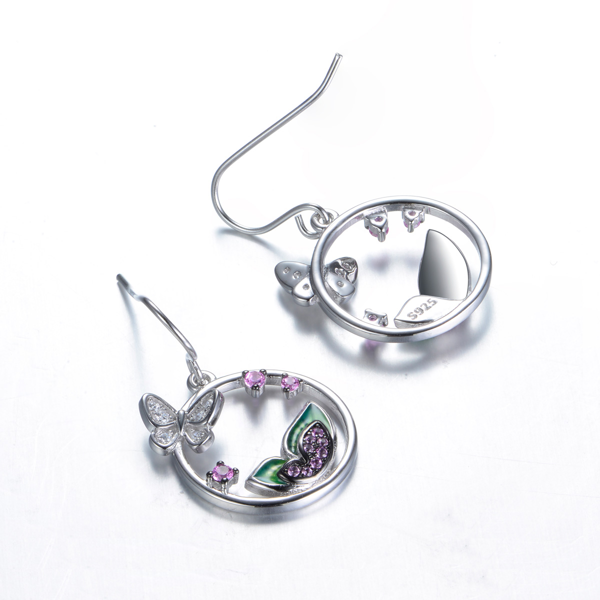 fluttering and dancing butterfly hook earrings