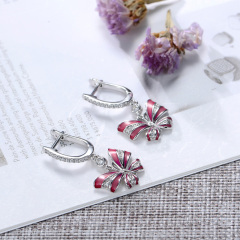 pink enamel butterfly earrings