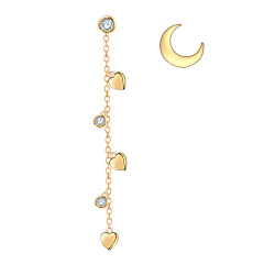 heart moon asymmetrical stud earrings