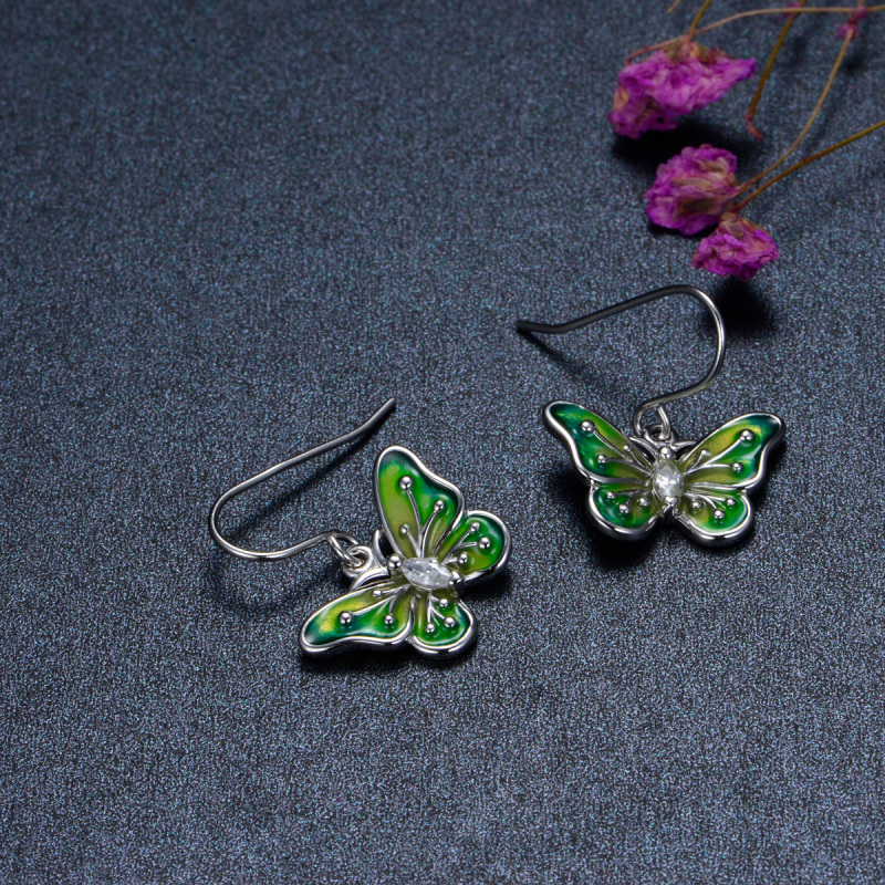 enamel butterfly hook earrings