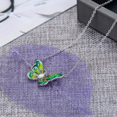 colorful butterfly enamel necklace