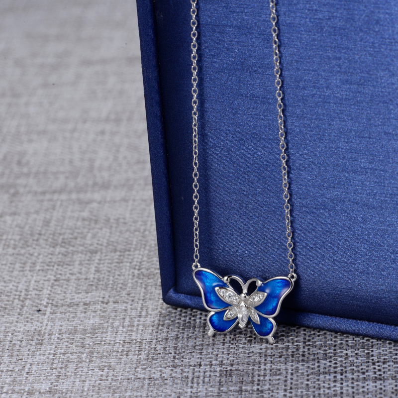 enamel butterfly necklace
