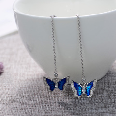 enamel butterfly long earrings