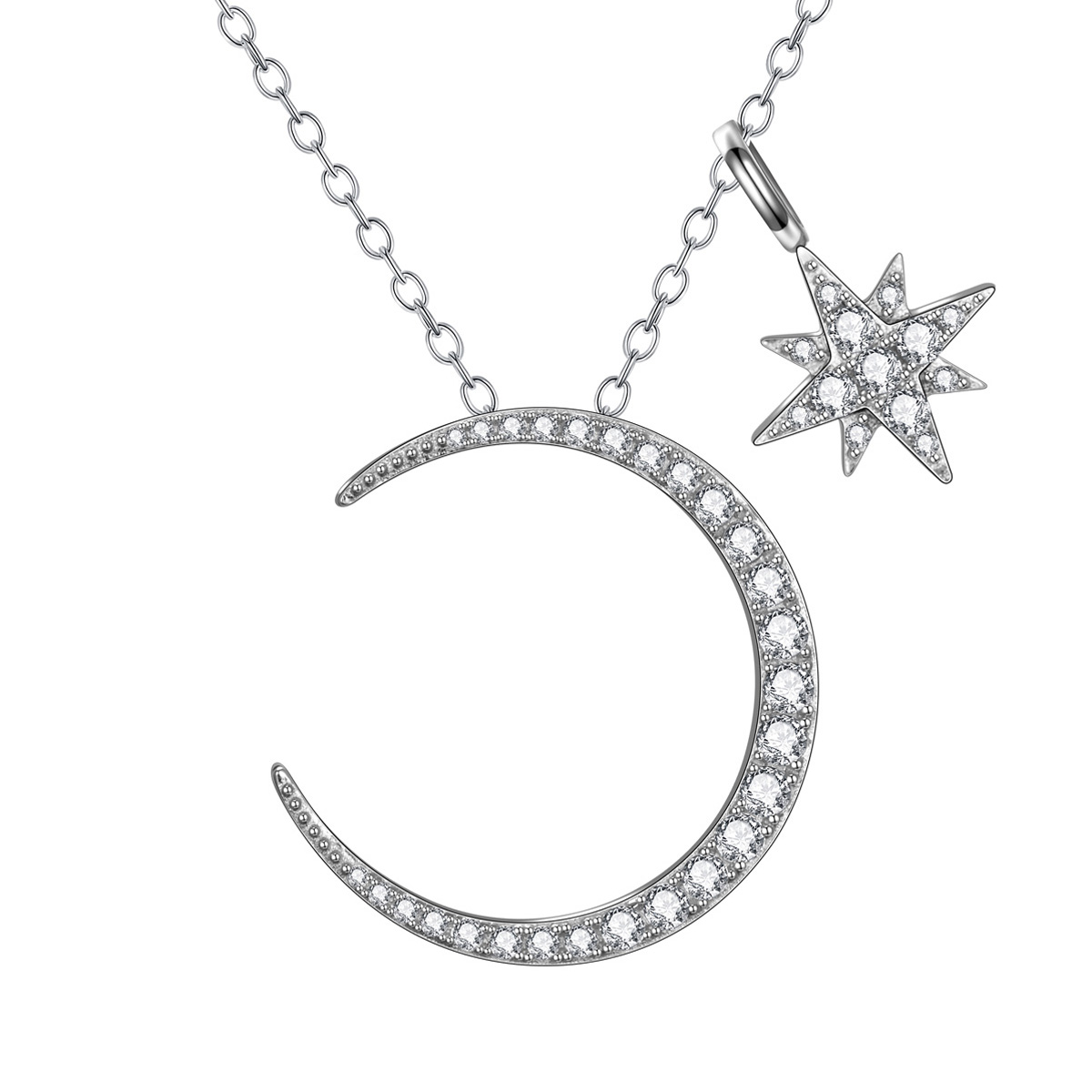 Moon Pendant and Star Pendant Necklace
