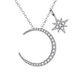Moon Pendant and Star Pendant Necklace