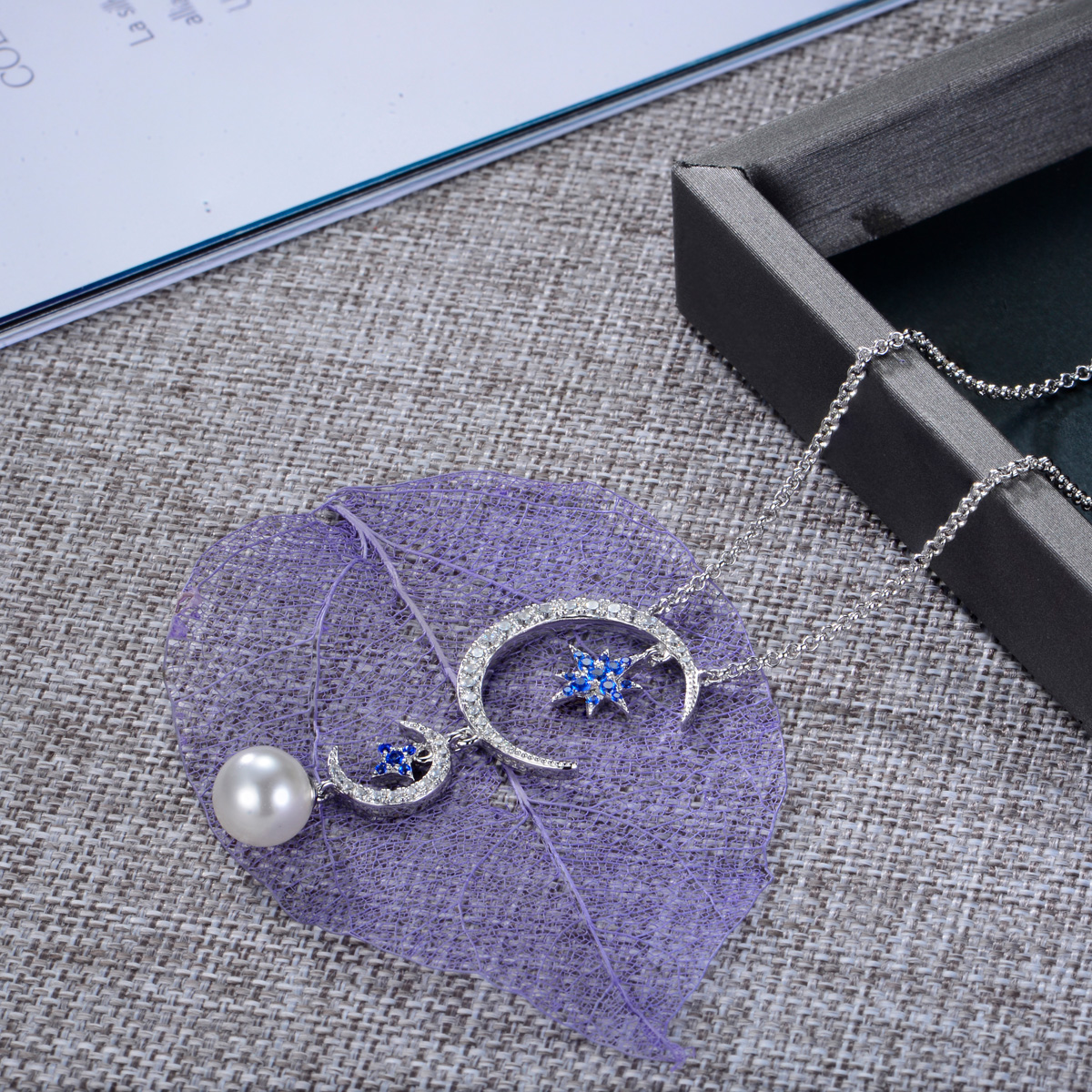 Moon and Star Pearl Necklace