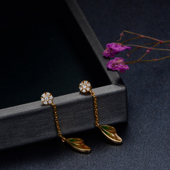 butterfly wing gradual enamel long stud earrings