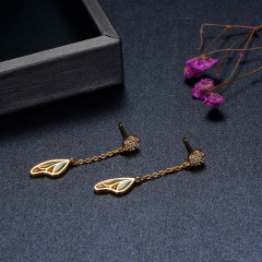 butterfly wing gradual enamel long stud earrings