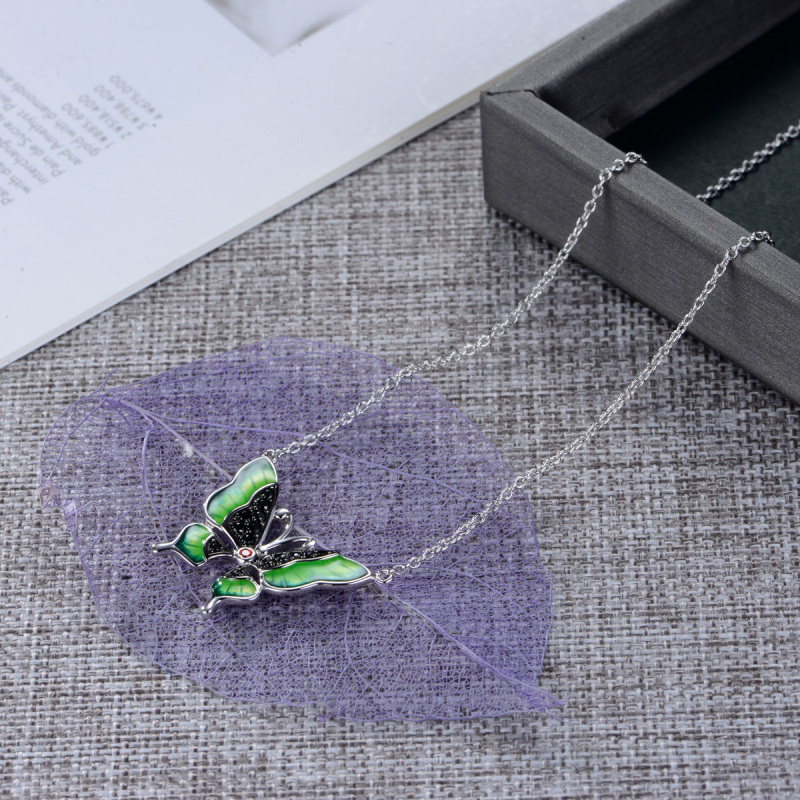 colorful enamel butterfly necklace