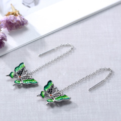 colorful butterfly long earrings
