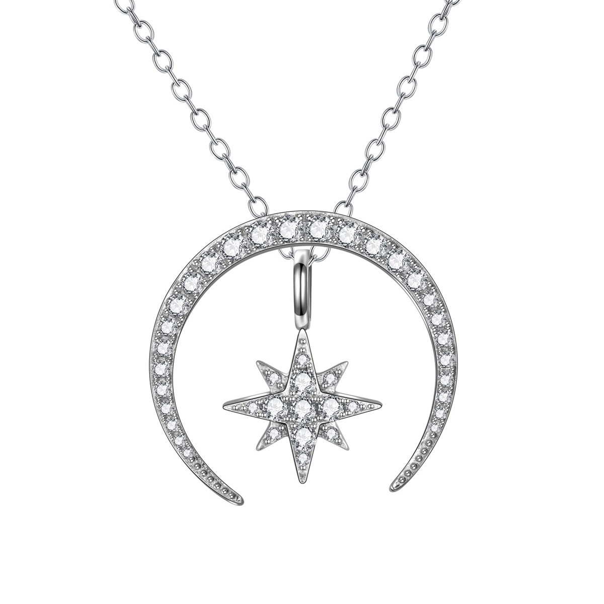Moon Pendant and Star Pendant Necklace