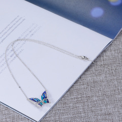 enamel blue butterfly necklace