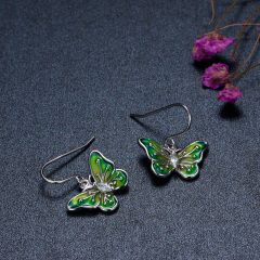 enamel butterfly hook earrings