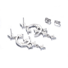 star and moon studs earrings
