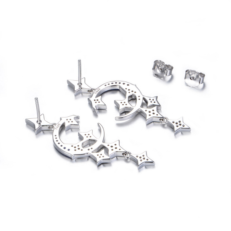 star and moon studs earrings