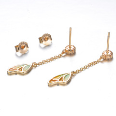 butterfly wing gradual enamel long stud earrings