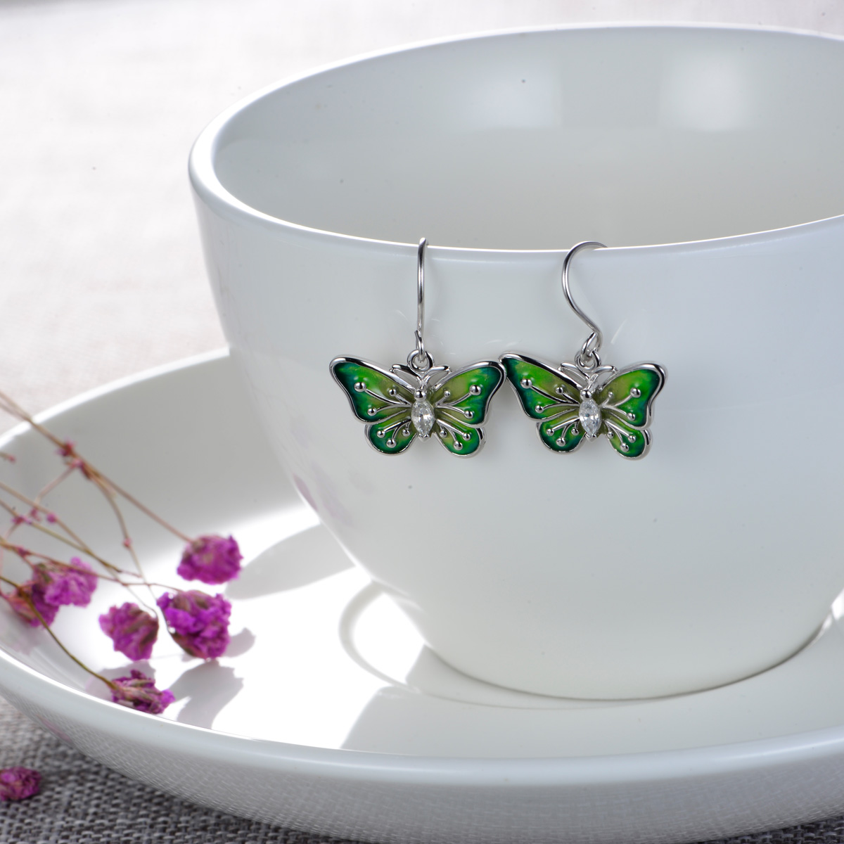 enamel butterfly hook earrings