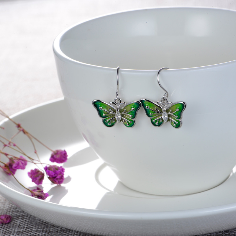 enamel butterfly hook earrings
