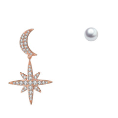 star moon pearl stud earrings