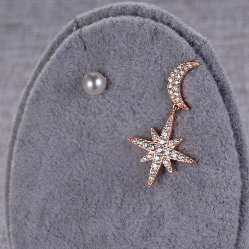 star moon pearl stud earrings