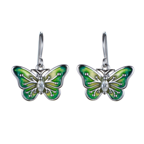 enamel butterfly hook earrings