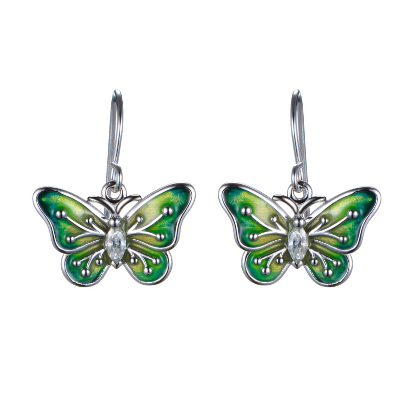enamel butterfly hook earrings