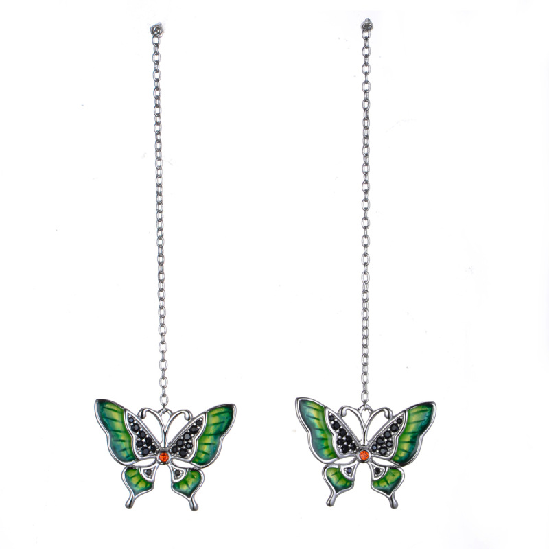 colorful butterfly long earrings