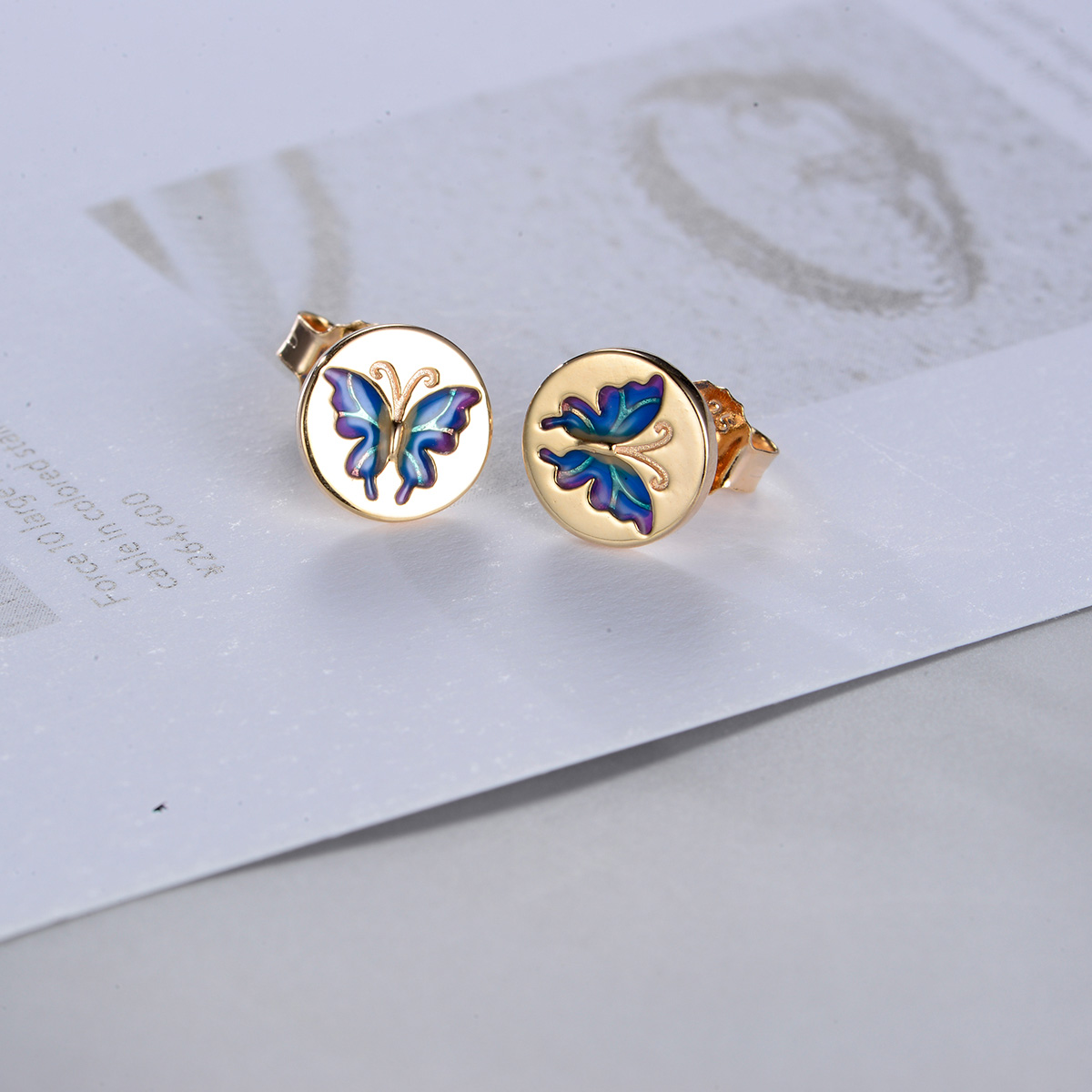 butterfly champagne gold earrings