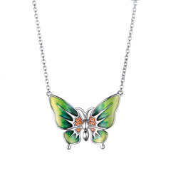 enamel graduate color butterfly necklace