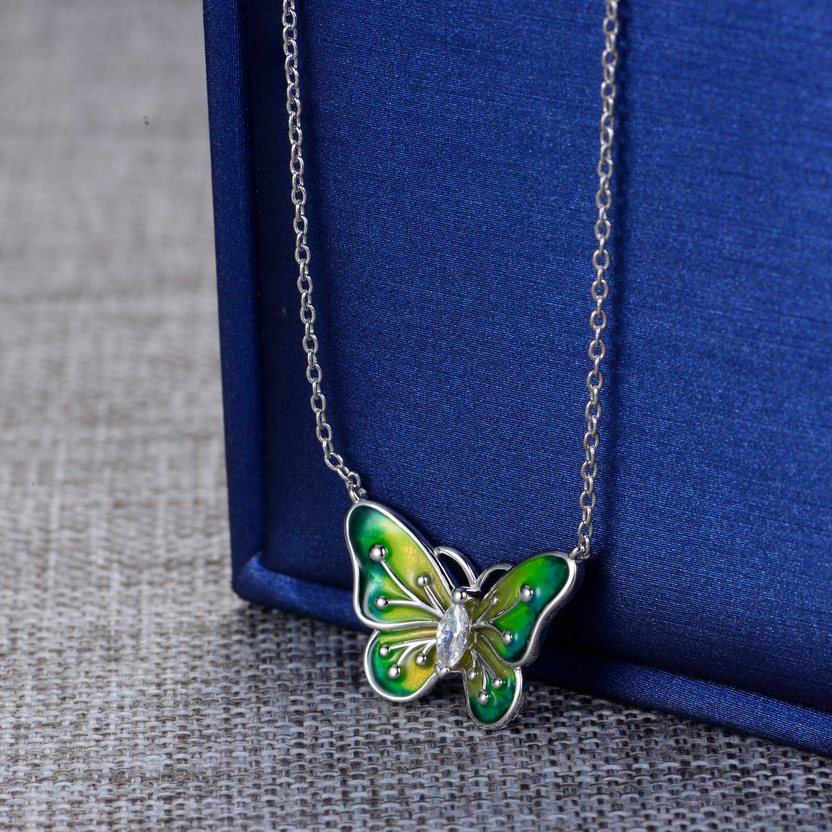 colorful butterfly enamel necklace