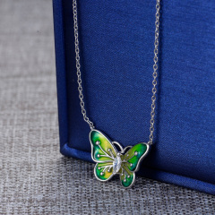 colorful butterfly enamel necklace