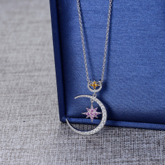 sweet heart star moon necklace