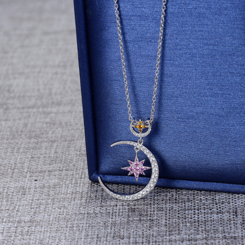 sweet heart star moon necklace