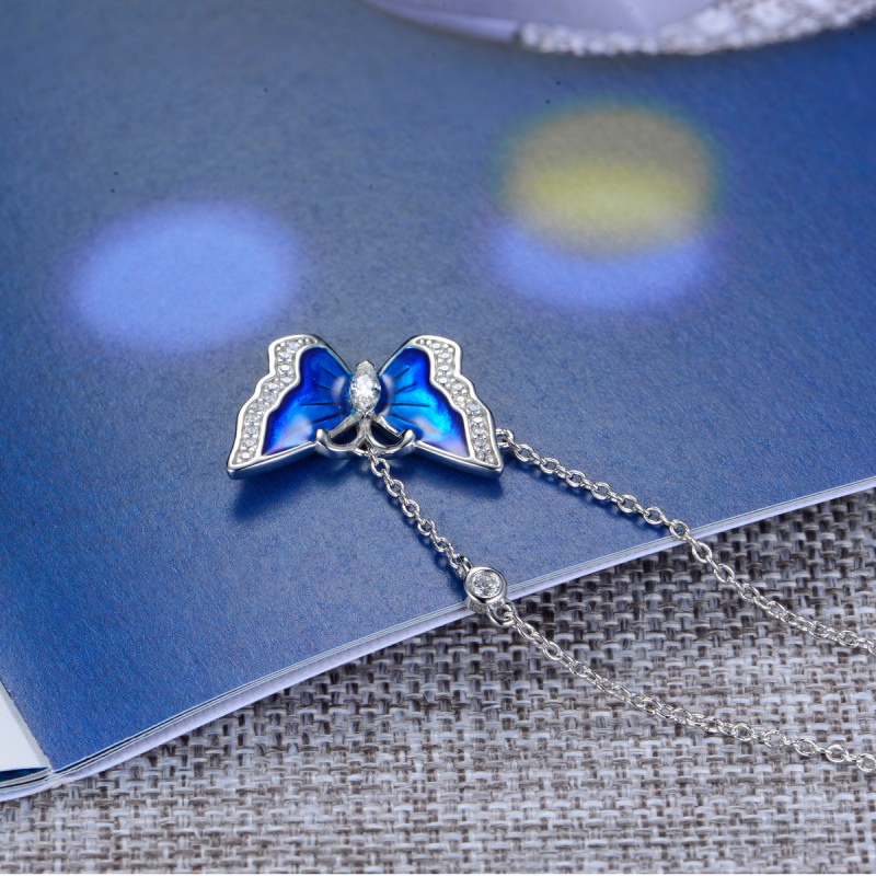 enamel butterfly pendant necklace
