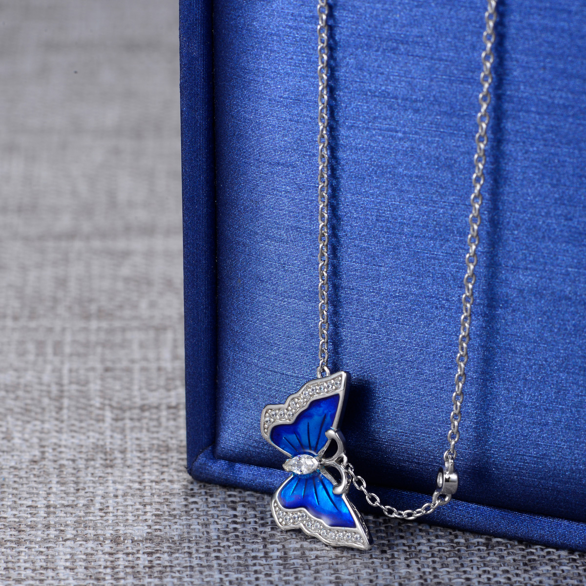 enamel butterfly pendant necklace